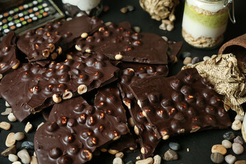 Assorted Chocolate and Nut Pile on Table