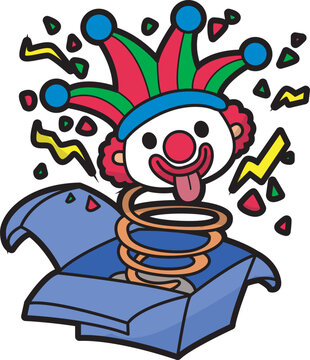 clown jack-in-the-box popping up clip art preview