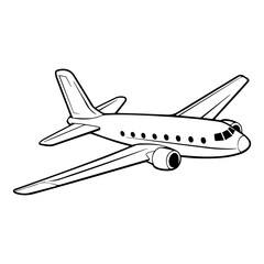 Fototapeta na wymiar Sleek airplane outline icon in vector format, perfect for aviation and travel-themed designs.