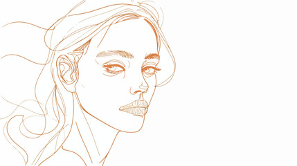One line young woman sketch minimalism girl face simple