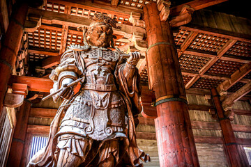 Wooden statue of the Tōdai-ji in nara temple in Japan, Buddhist temple in Japan