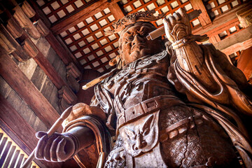 Wooden statue of the Tōdai-ji in nara temple in Japan, Buddhist temple in Japan