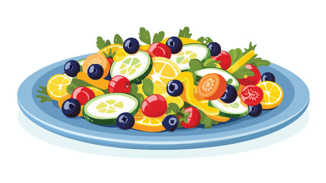 Organic vegetarian salad with yellow zucchini blueberry
