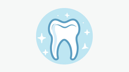 Clean tooth vector icon. Flat . Filled line style. Bl
