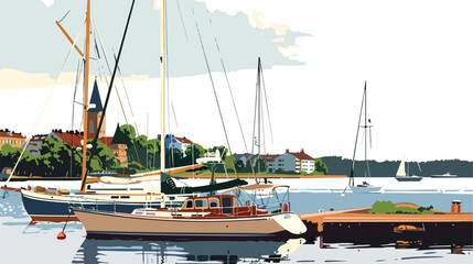Oslo yacht club illustration drawing background 