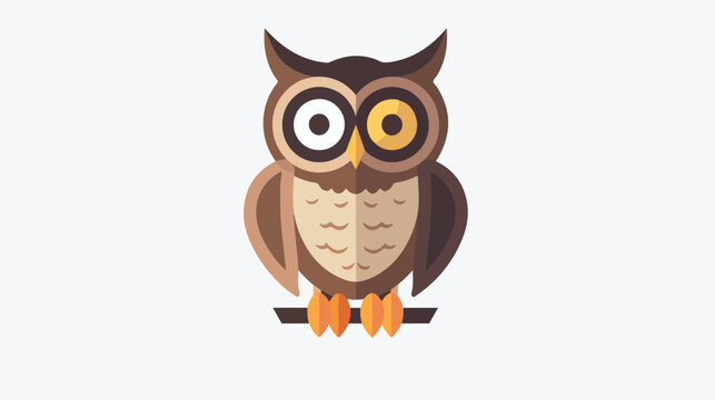 owl logo design and animal symbol flat vector 