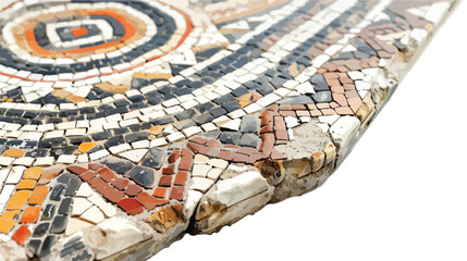 Close-up fragment of ancient religious mosaic in Kour