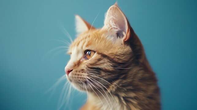a ginger feline with shades blue background