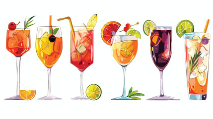 Cocktail illustration isolated white background Flat