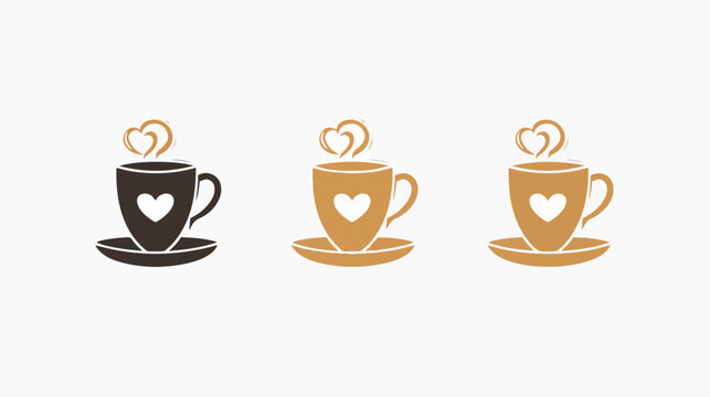 Coffee cup logo icon symbol for coffee shop heart clo