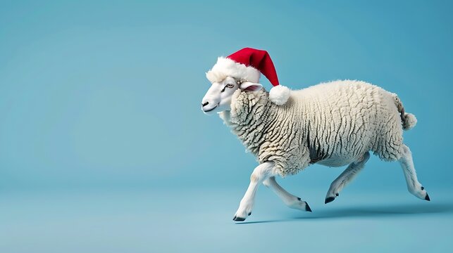 St Nick sheep moving on blue background