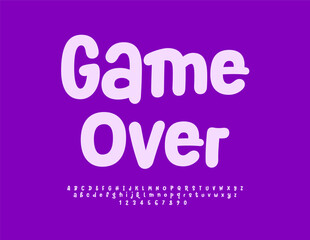 Vector funny Emblem Game Over. Playful Font. Creative Alphabet Letters, Numbers and Symbols set.
