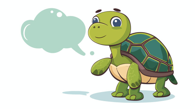 Cute cartoon turtle with thought bubble in comic book