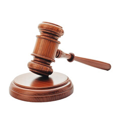 Brown gavel on a transparent background 