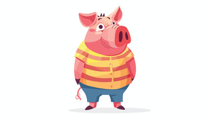 Cute Humanized pig Animal Character Cartoon Vector Il