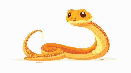 Cute little cobra snake cartoon  Flat vector isolated