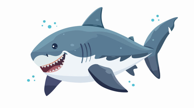 Cute smiling shark flat picture. Comic predator fish