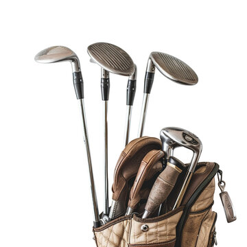 Golf clubs and bag on transparent background 