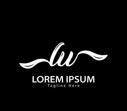 Initial handwriting letter LU logo design. LU logo design. LU logo design vector template in black background.