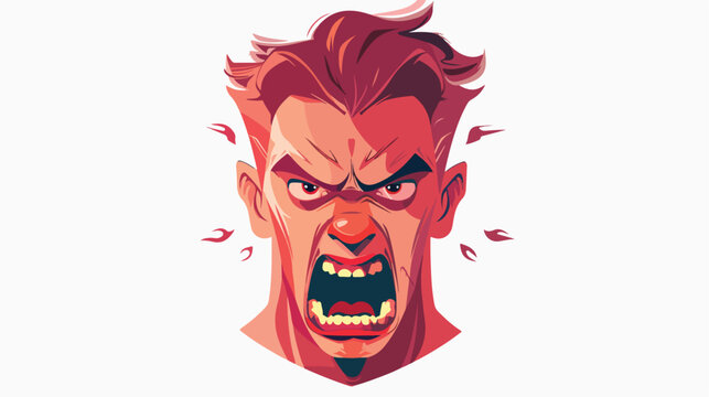 Emotional male head Enraged  Flat vector isolated on