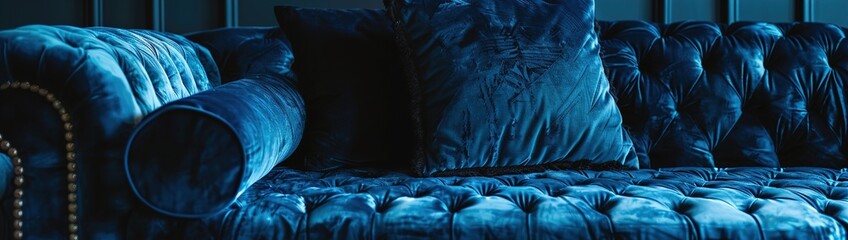 Rich velvet fabric texture with deep, luxurious hues adding depth to a room's decor