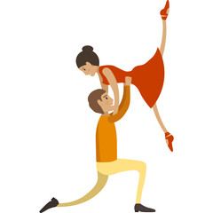 Man and woman couple ballet dancer vector icon isolated on white © axel