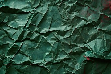 Green crumpled paper background,  Texture of crumpled paper