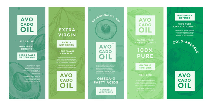 Label design set for avocado oil product package