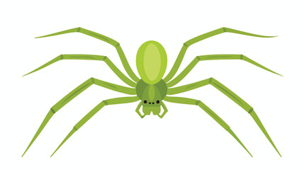 Green spider isolated on white background Flat vector