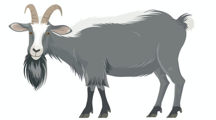 Happy cute grey goat vector illustration Flat vector