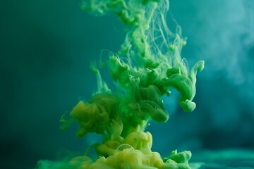 Fototapeta na wymiar Green ink in water, Ink swirling in water, Abstract background