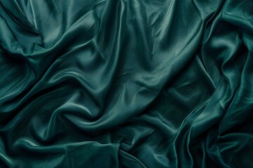 Close up of crumpled green satin fabric texture for background