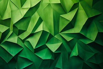 Abstract background of green polygonal origami paper