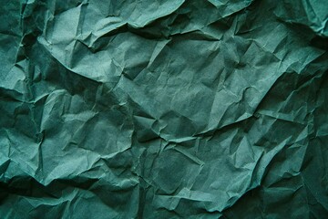 Green crumpled paper background,  Texture of crumpled paper