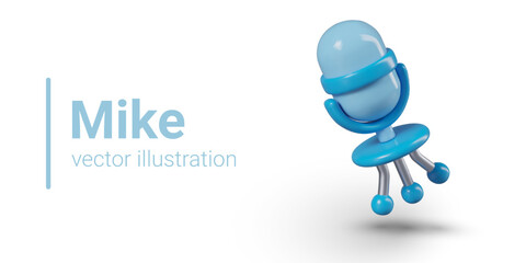 Vector detailed microphone in realistic style. Concept of online voicing