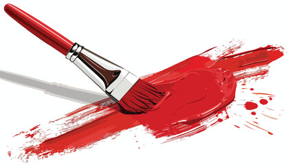 Paint brush painted red paint on a white background F