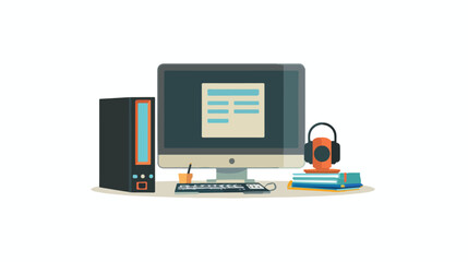 Pictograph of computer vector illustration. Flat design
