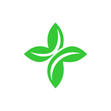 cross leaf medical healthcare logo vector illustration template design