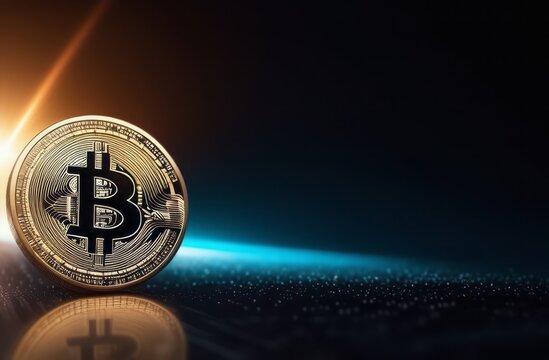 Trading, chart, bitcoin, money, rich. Close-up bitcoin coin with flying coins. Bitcoin Crypto currency Gold BTC Bit Coin close up of Bitcoin coins isolated. Blockchain technology, bitcoin mining