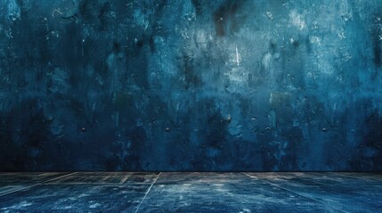 Background texture old of a dark blue concrete wall, With Copy Space to design the interior texture...