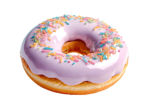 Delicious donut with colorful sprinkles isolated transparent background, png. Generative ai