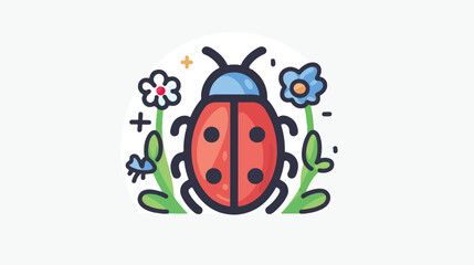 Spring Elements Ladybug Filled Line Icon  Flat vector