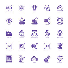 Artificial Intelligence icon pack for your website, mobile, presentation, and logo design. Artificial Intelligence icon basic line gradient design. Vector graphics illustration and editable stroke.
