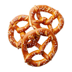 Salted pretzels isolated on transparent background 