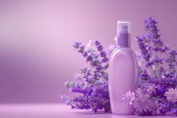 Obraz na płótnie Canvas A set of beauty products, including a bottle of perfume