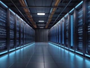 Fototapeta premium Data center interior, server hall, servers