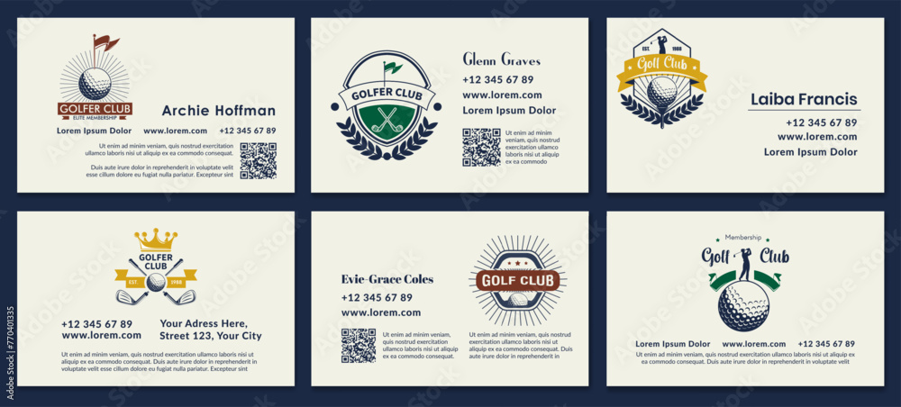 Poster business card design set for golf club worker - Posters