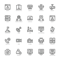 Webinar icon pack for your website, mobile, presentation, and logo design. Webinar icon outline design. Vector graphics illustration and editable stroke.