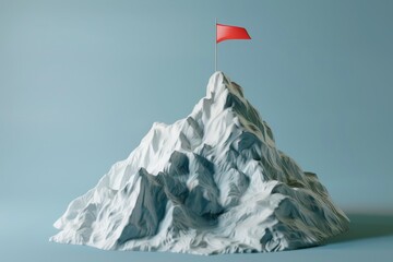A mountain with a flag on top of it