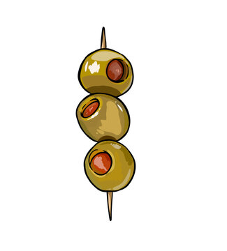 green olives on a toothpick clip art preview